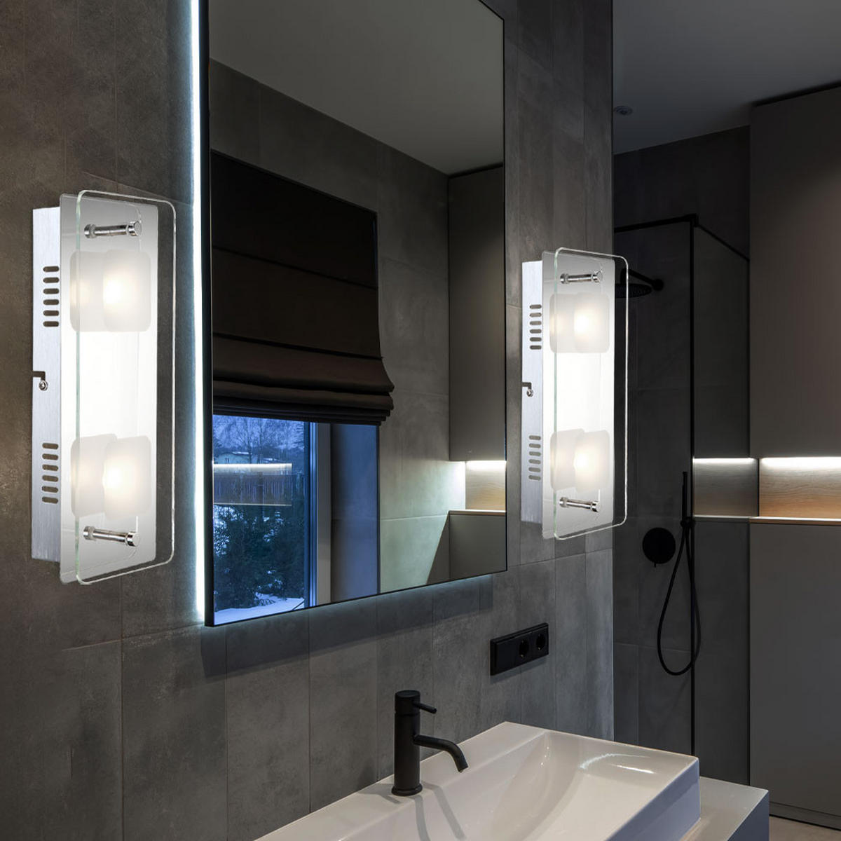 LED WANDLEUCHTE Metall Chrom Silber - Silberfarben, Glas (12/6.2/28cm) - Globo Lighting