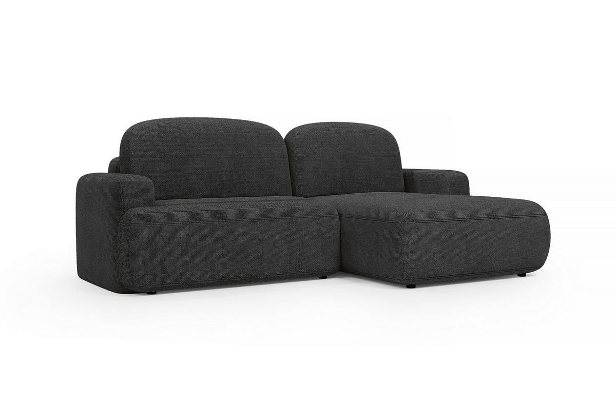 ECKSOFA Warm rechts – Anthrazit, mit Schlaffunktion und Bettkasten - Anthrazit, Textil (246/176cm)