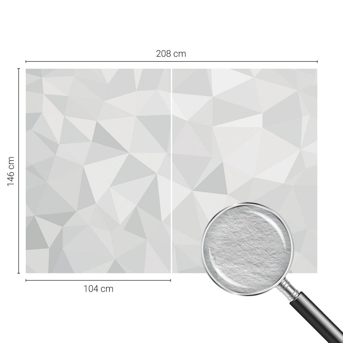 FOTOTAPETE 208x146 cm - Dreieckiges Mosaik - Weiß, Textil (208/146cm) - Wallfluent