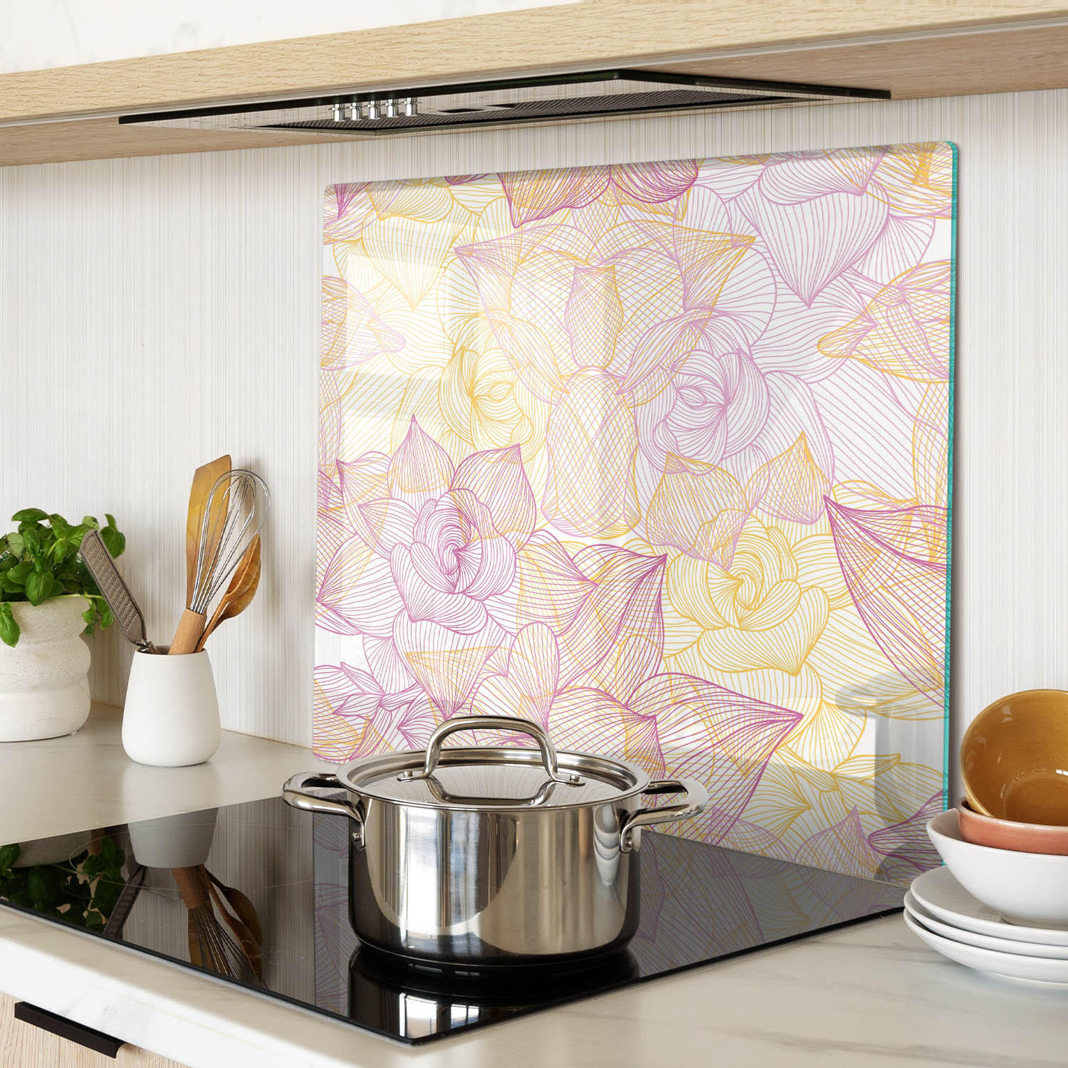 GLASPLATTE 60x52 cm Blumenmuster - Lila, Glas (60/0.4/52cm) - TULUP