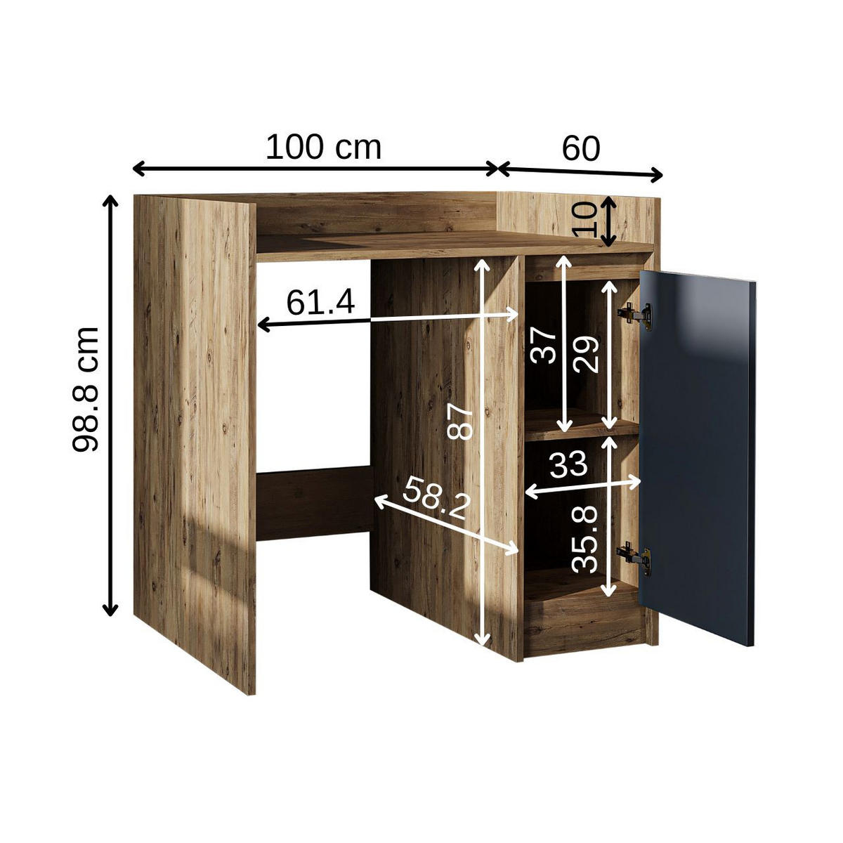 WASCHMASCHINENSCHRANK DERIN-II 100cm Breit, 99cm Hoch - Anthrazit, Holzwerkstoff (100/99/60cm)