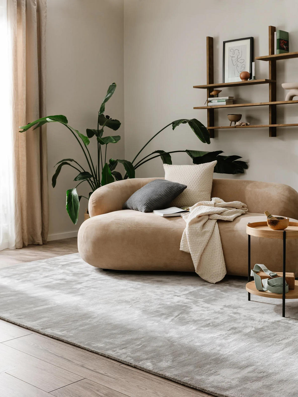 VISKOSETEPPICH Nela Grau 250x350 cm - Grau, Textil (250/350cm) - benuta Pure