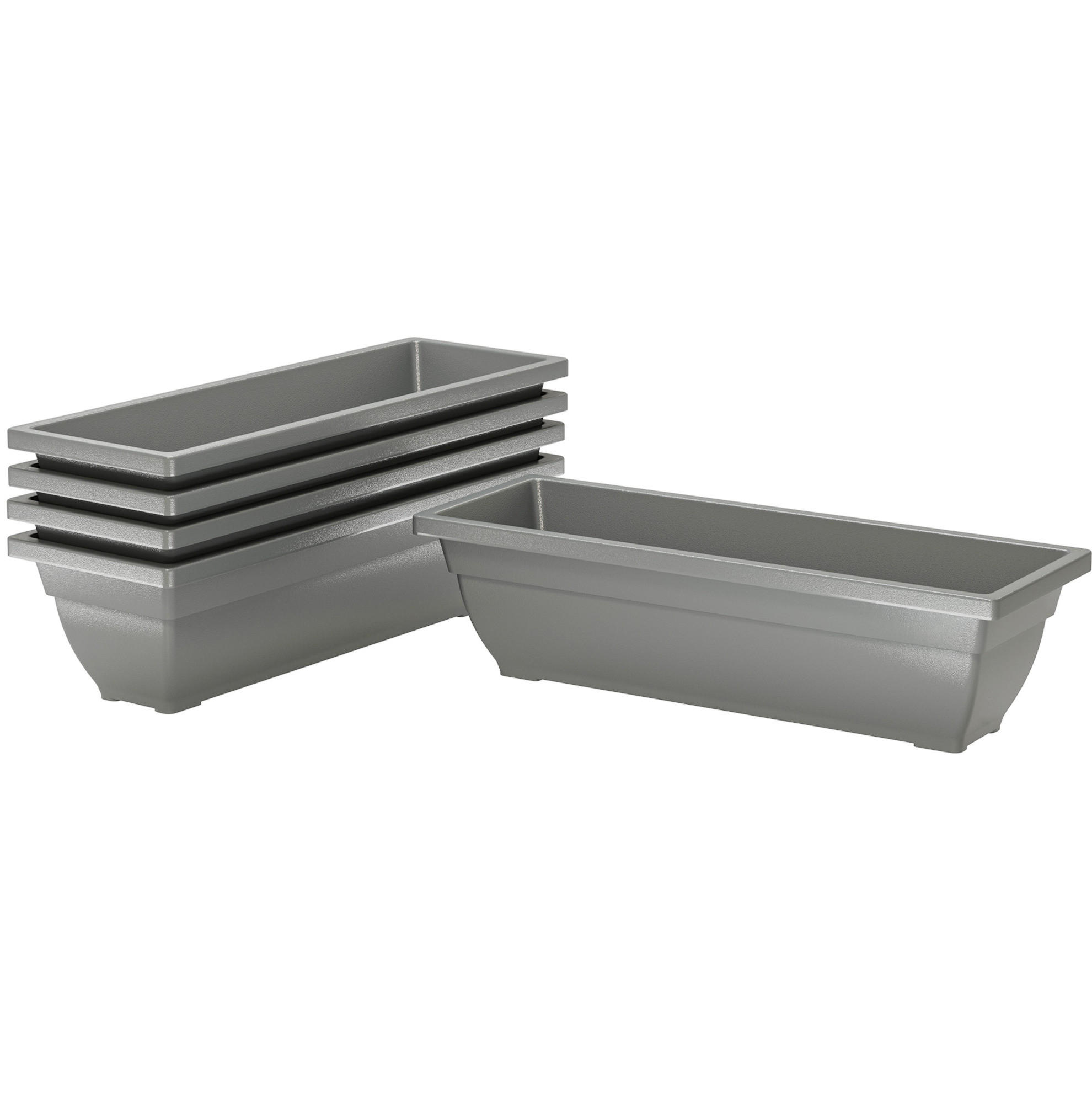 BLUMENKASTEN 59/21/16 cm im 5er-Set, stapelbar & wetterfest - Grau, Kunststoff (21/16/59cm) - BEAOK