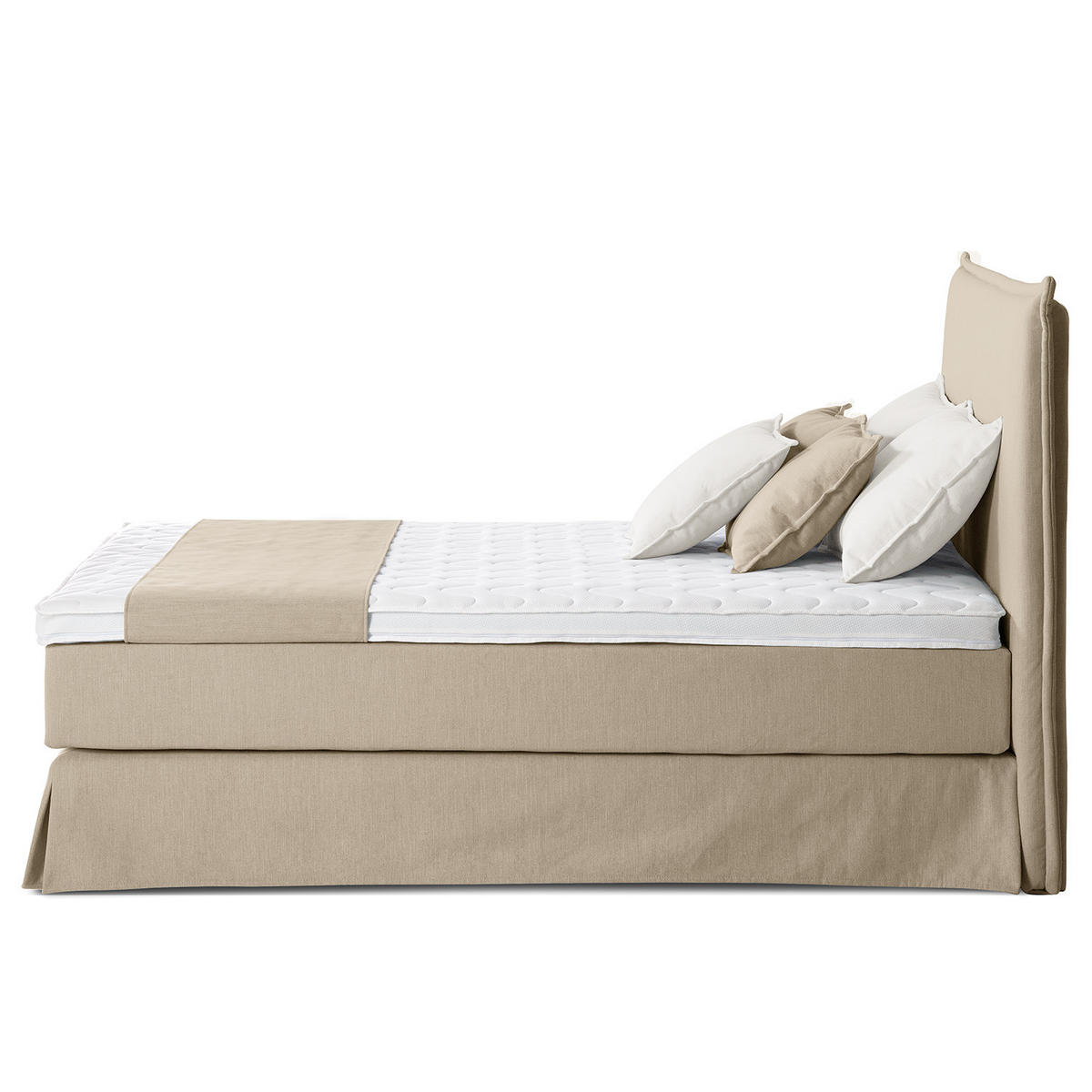 BOXSPRINGBETT mit Husse - Schlammfarben, Textil (140/200cm) - home24