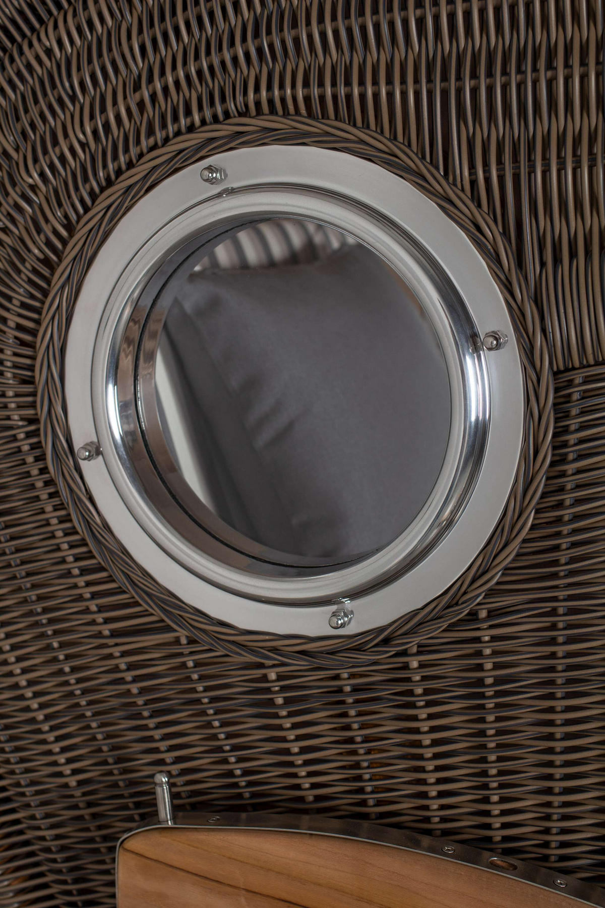 STRANDKORB Düne Single Teak 1-Sitzer - Braun/Grau, Holz/Textil (96/165/80cm) - Mr. Deko