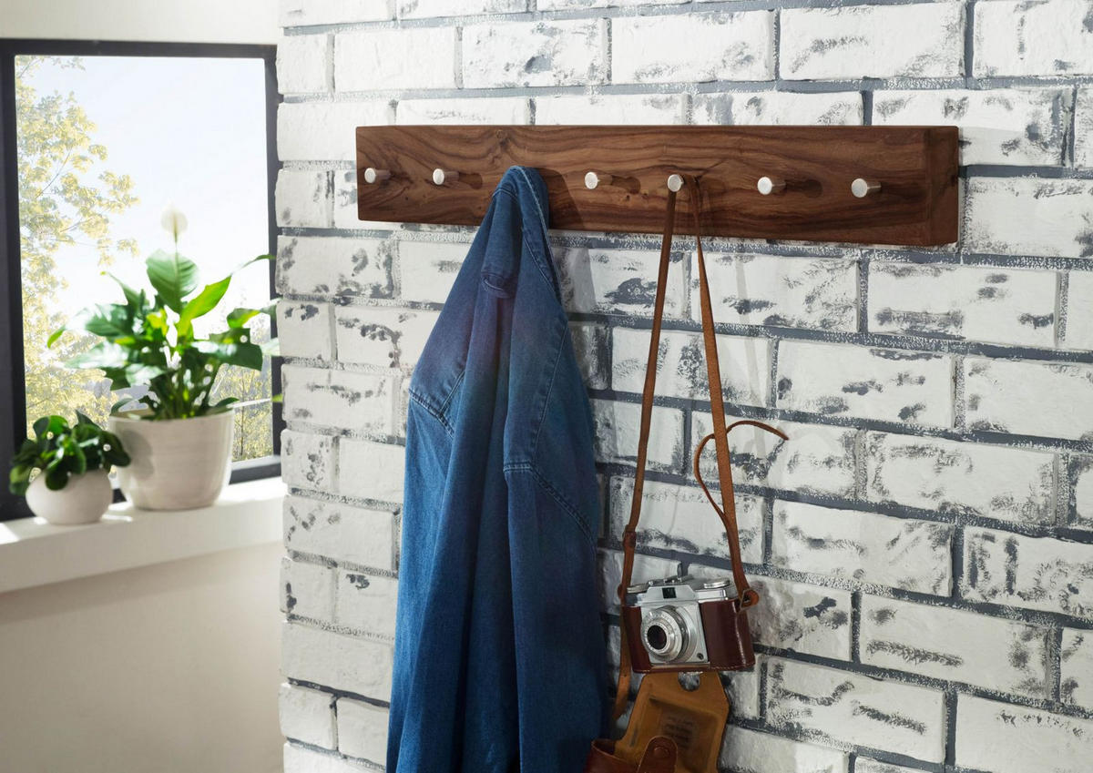 WANDGARDEROBE Sheesham 70x5x10 smoked cherry gebeizt TORONTO #140 - Dunkelbraun, Holzwerkstoff (70/10/5cm)