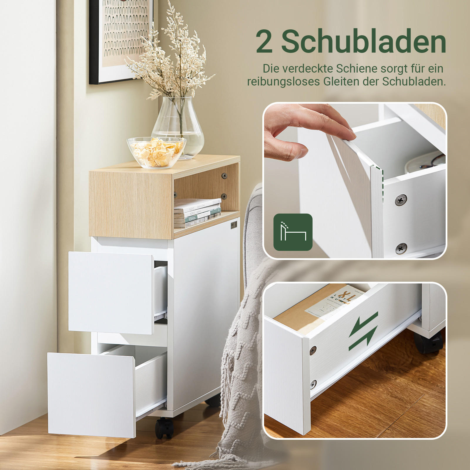 NISCHENWAGEN Weiß-Natur - Weiß/Naturfarben, Holzwerkstoff (50/20/61cm) - SoBuy