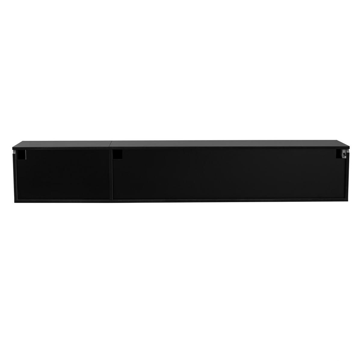 TV Lowboard LED 180 cm, Wandmontage, Schwarz Weiß - Schwarz, Holz (180/30/35cm)