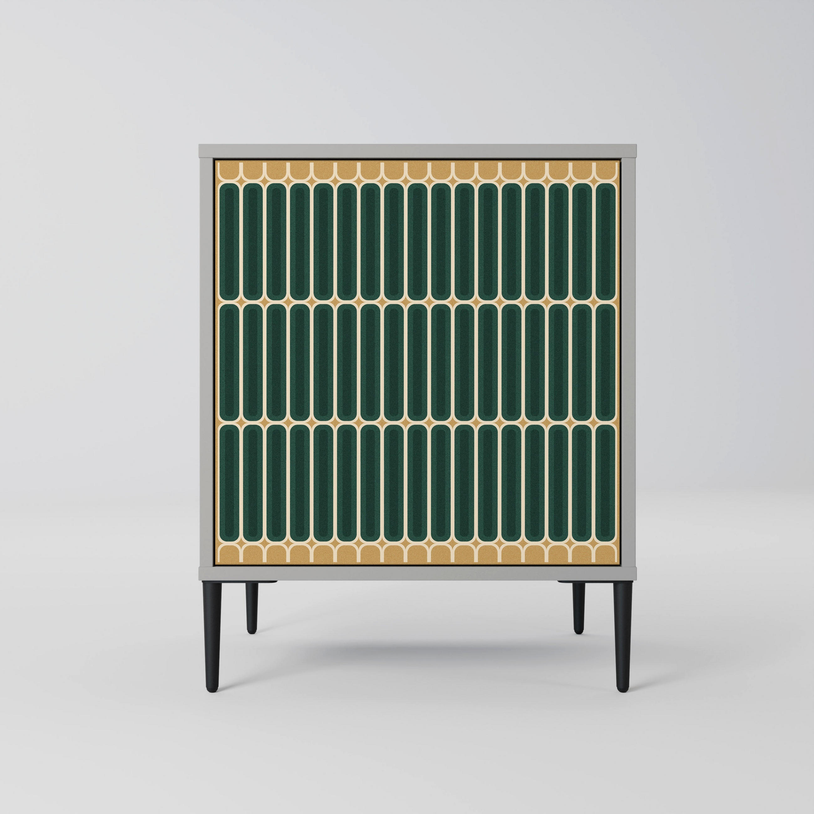 SIDEBOARD ILUSION GATE, Grau, 57,5x42x72,5 cm, Schwarze Metallfüße - Multicolor/Schwarz, Holzwerkstoff/Metall (57.5/72.5/42cm) - SpaceRebels