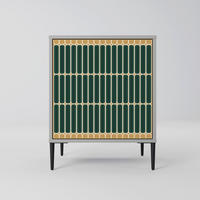 SIDEBOARD ILUSION GATE, Grau, 57,5x42x72,5 cm, Schwarze Metallfüße - Multicolor/Schwarz, Holzwerkstoff/Metall (57.5/72.5/42cm) - SpaceRebels