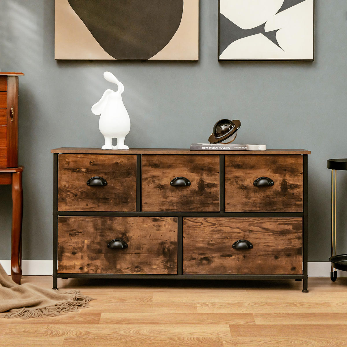 AUFBEWAHRUNGSSCHRANK Kommode Braun - Braun, Holz (30/54/100cm) - COSTWAY