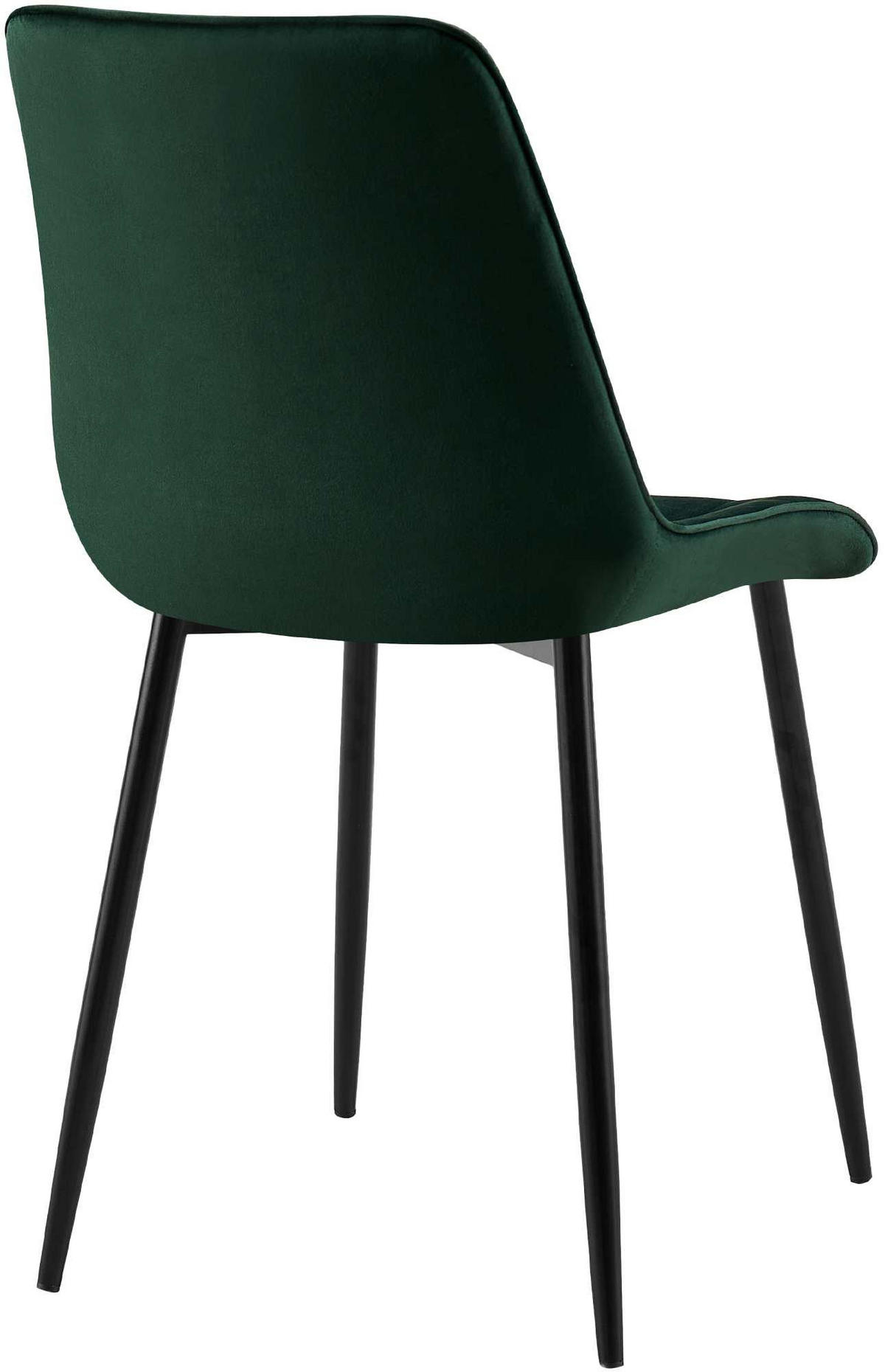 STUHL 2er Set Samt Grün - Schwarz/Grün, Textil/Metall (47/89/61cm) - CLP