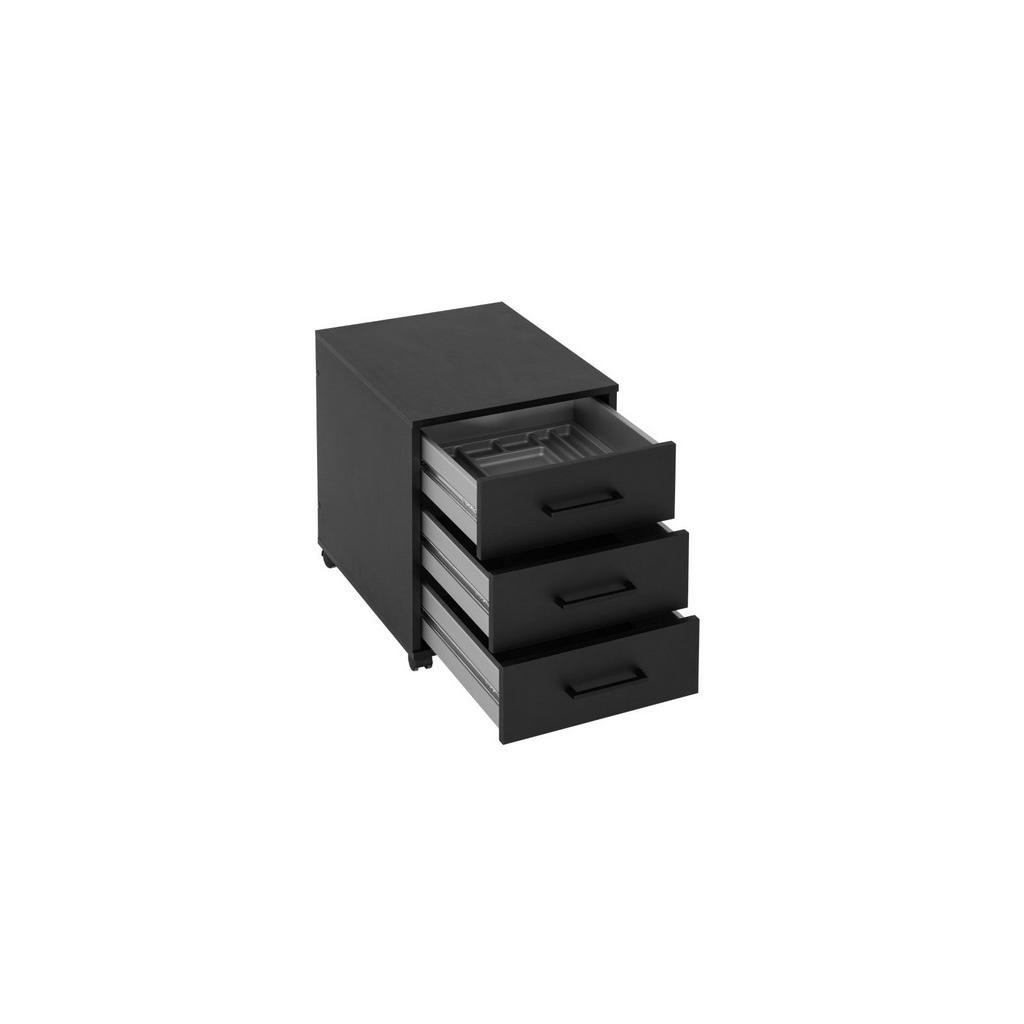 Thumbnail - Proregal Rollcontainer, Schwarz, Holz, 40x57x50 cm, Arbeitszimmer, Container