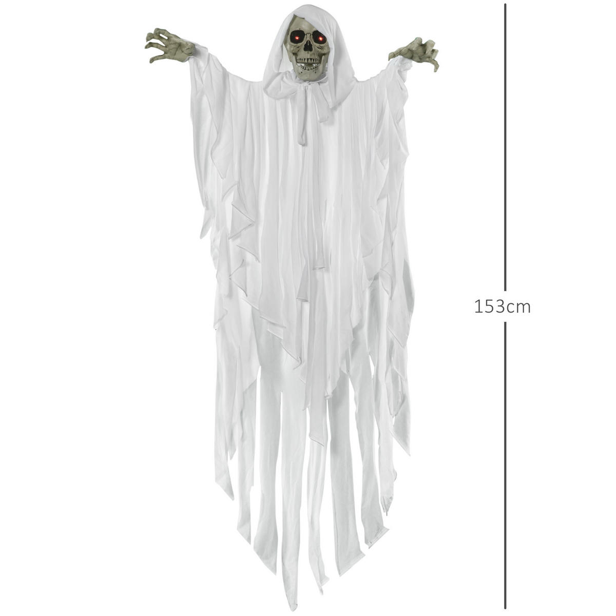 HALLOWEEN HORROR-CLOWN, Weiß, Polyester(100%), PE, PE-Schaumstoff, Eisen - Weiß, Kunststoff (19/153/91cm) - Outsunny