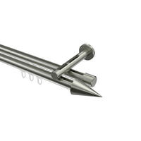 INNENLAUF-GARDINENSTANGEN-SET Siteno Savio 400 cm (geteilt in 2 x 200 cm), 2-läufig, 20 mm Ø Edelstahl-Optik - Edelstahlfarben, Metall (400cm) - INTERDECO