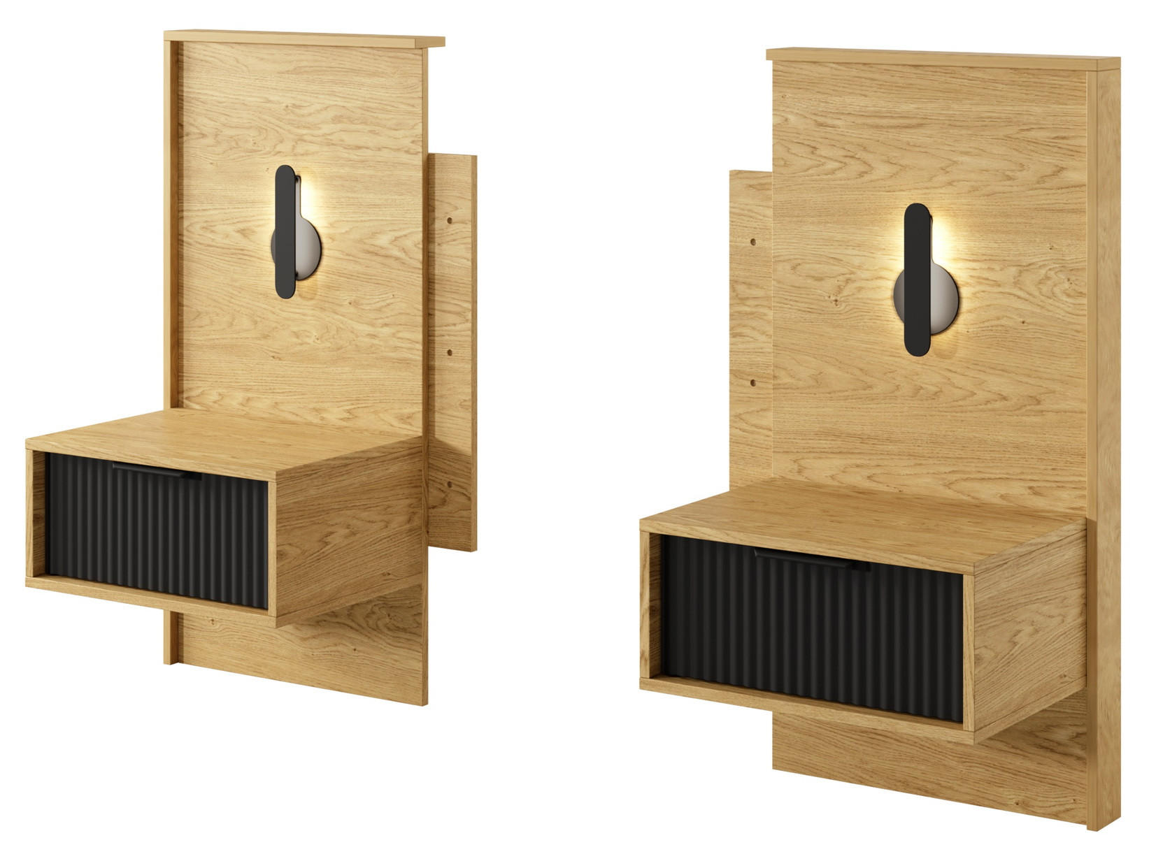NACHTTISCHE mit Schubladen 50 cm Belano, LED, Eiche Baltic - Eichefarben, Holz (49/102/40cm) - Emporius