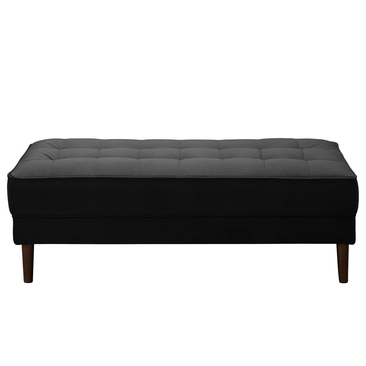 HOCKERBANK - Samt - Schwarz, Birkenholz/Textil (124/43/69cm) - home24