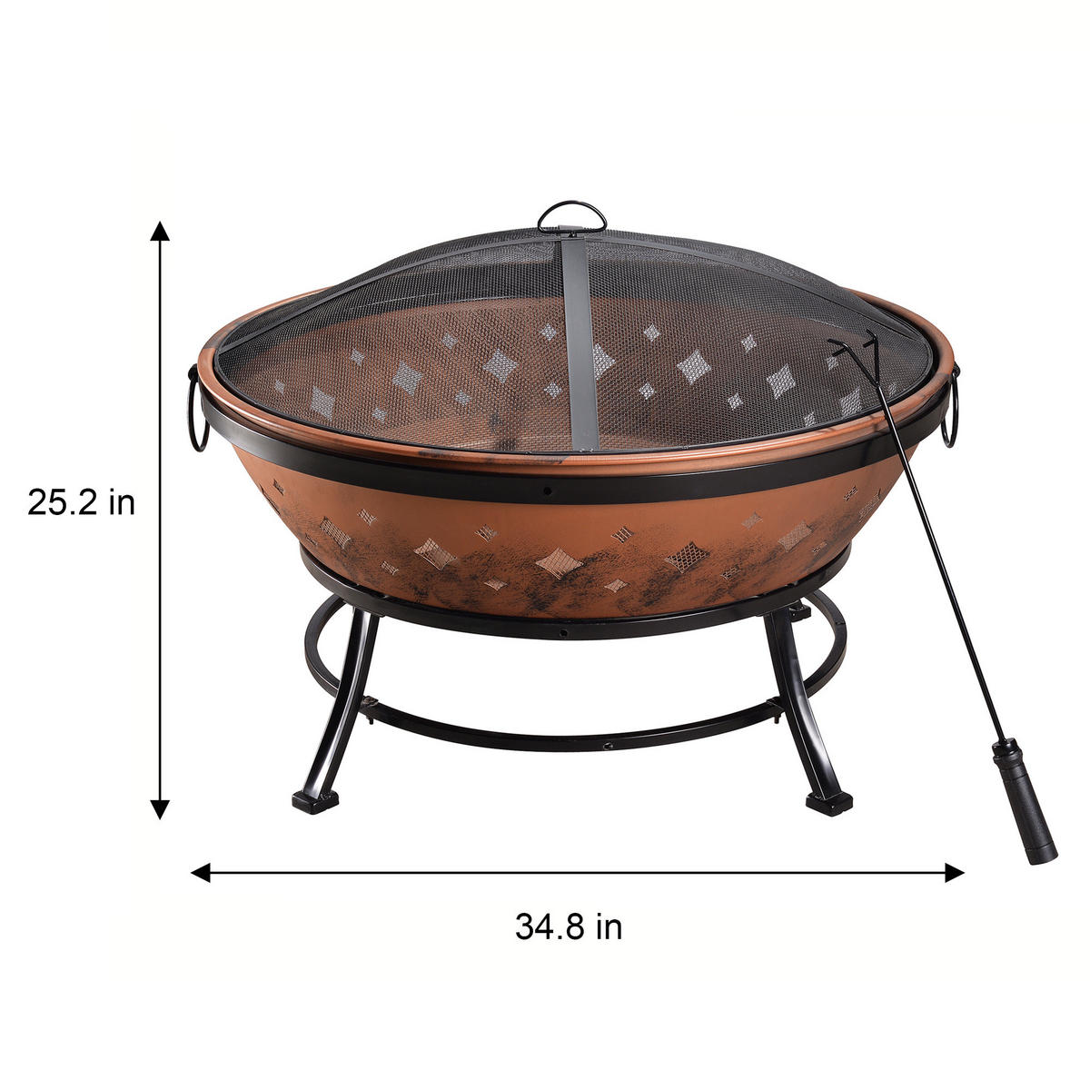 FEUERSTELLE Kupfer - Kupferfarben, Metall (88.5/64/64cm) - Teamson Home