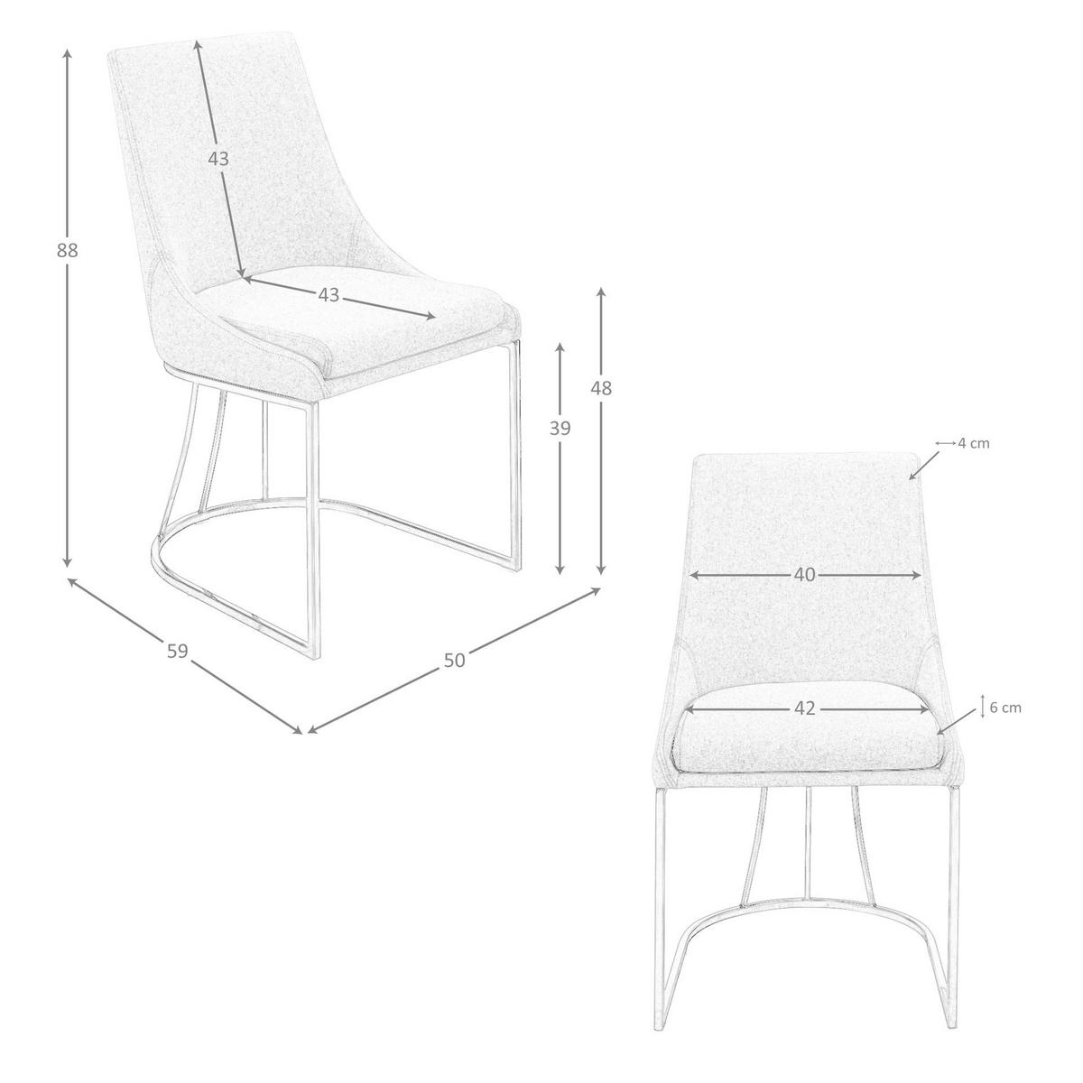 STUHL Stuhl aus grauem Stoff 50/59/86 cm - Grau, Textil/Metall (50/86/59cm) - ANGEL CERDA