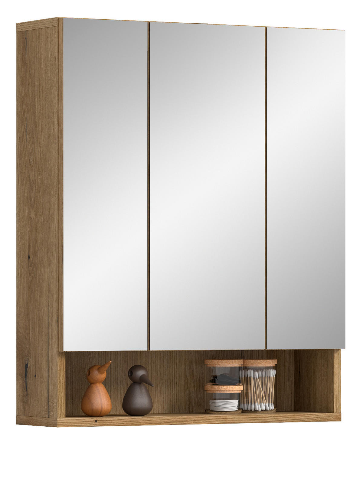 SPIEGELSCHRANK Eiche Evoke 60 x 74 cm, Badezimmer Schrank 3-türig - Eichefarben, Glas/Holzwerkstoff (60/74/18cm) - Inn.Furn