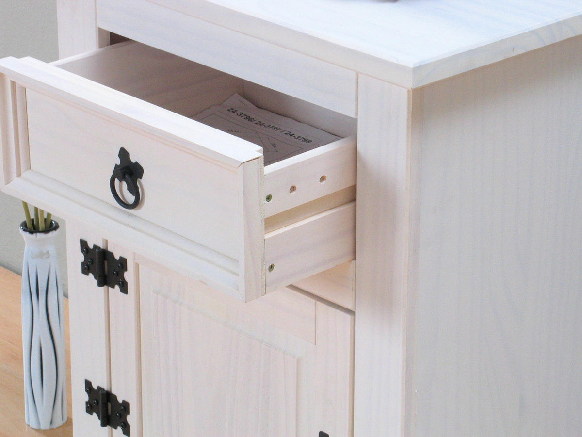 NACHTSCHRANK weiß - Weiß, Holz/Textil (53/66/38cm) - ebuy24