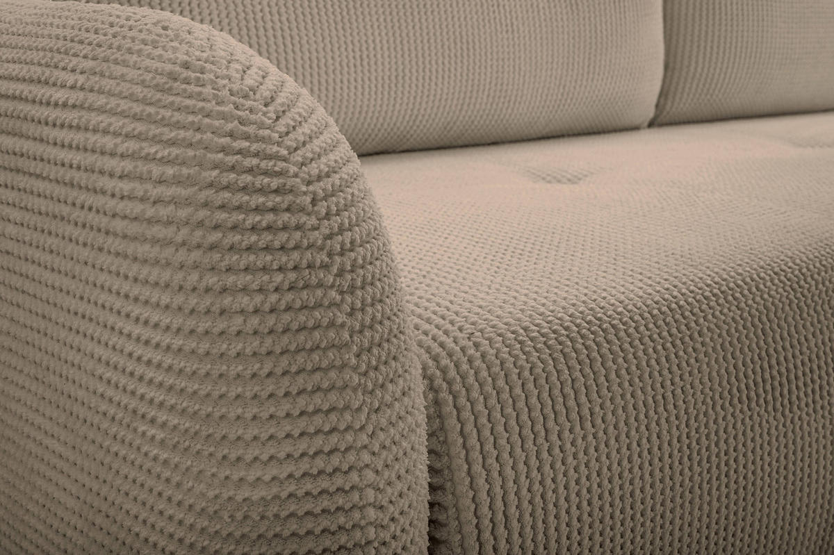 BETTSOFA VIVO Braun Geflochtener Stoff mit Schlaffunktion - Braun, Holz (230/95/102cm) - MASSENO