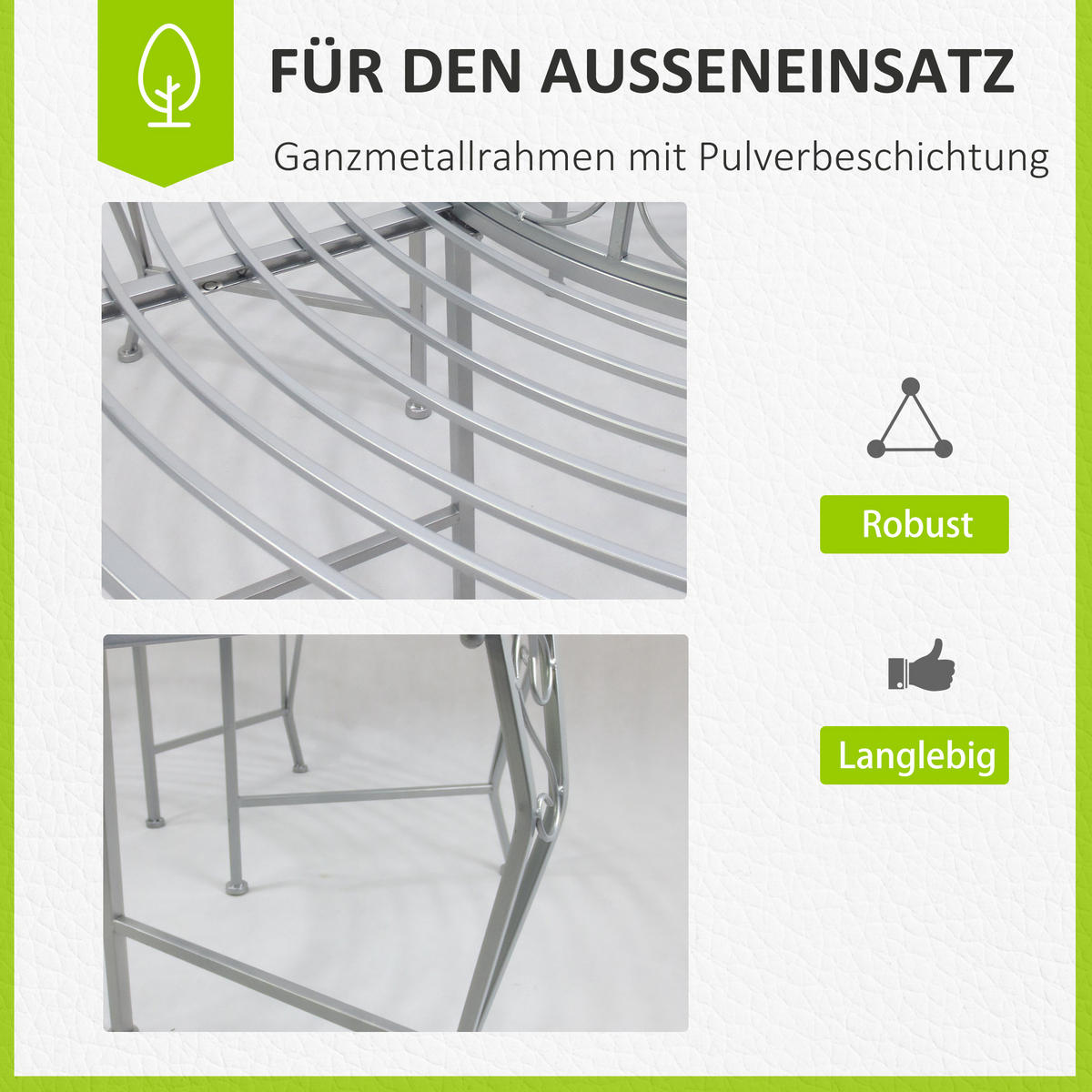 BAUMBANK, Metall, Silber - Silberfarben, Metall (160/90/160cm) - Outsunny