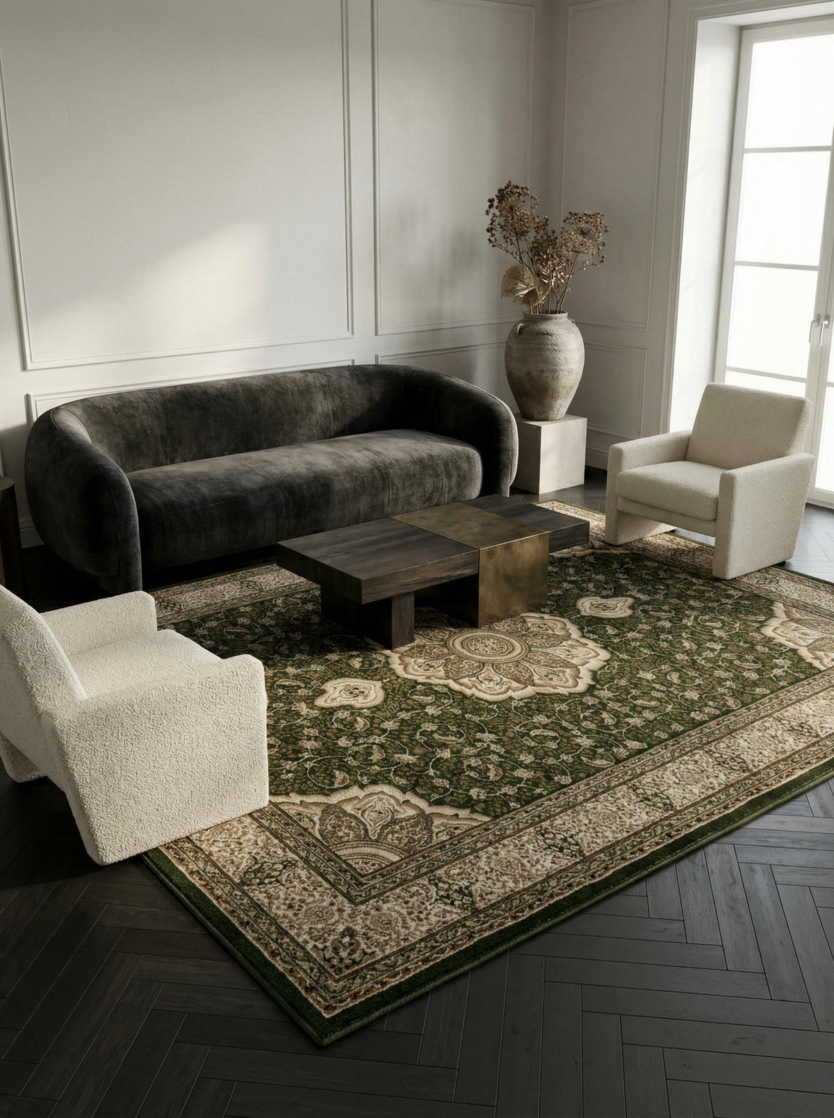 TEPPICH Kurzflor GEISLER in Grün, orientalisch, 200 x 290 cm - Grün, Textil (290/200cm) - KADIMA DESIGN