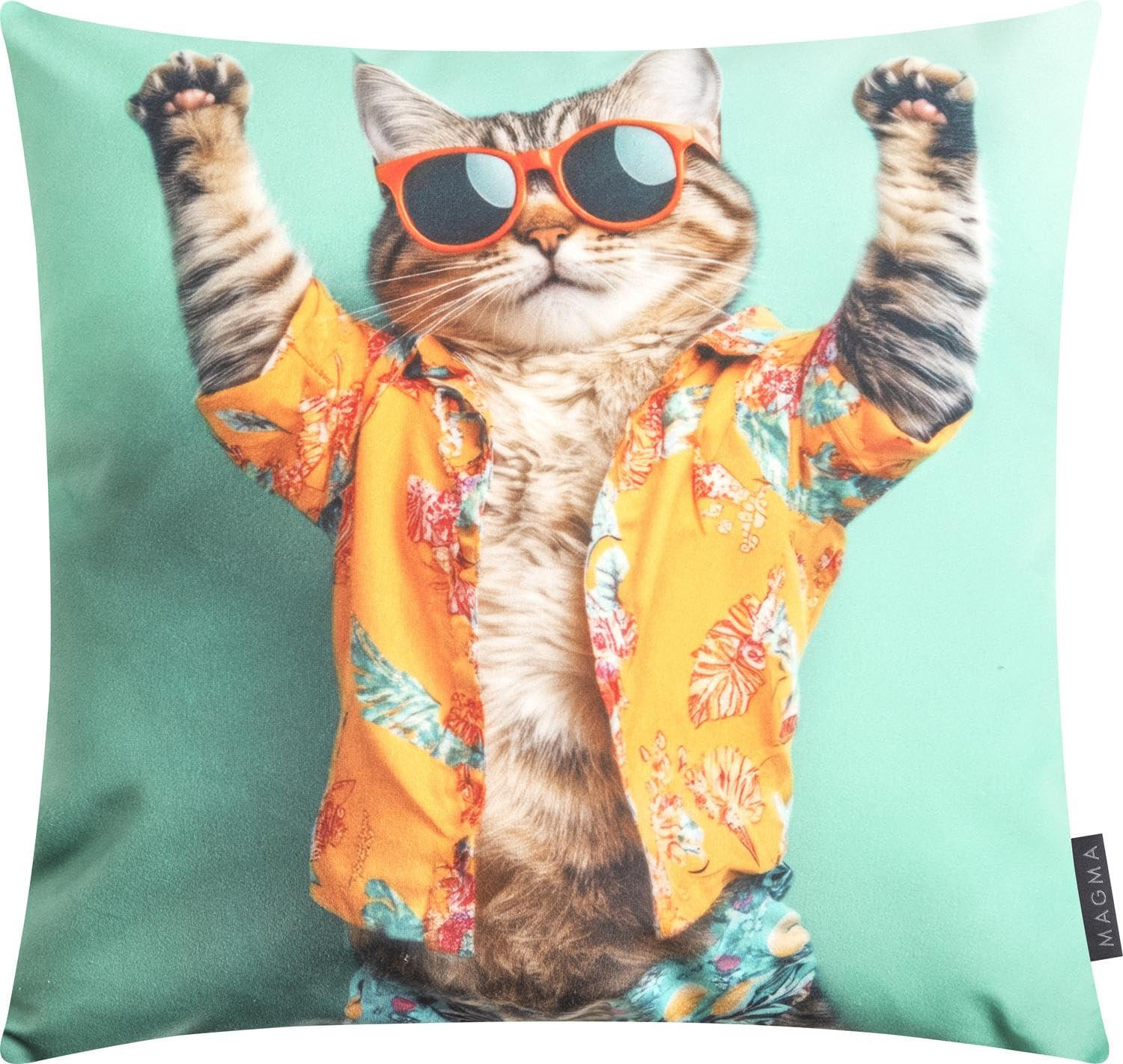 DEKOKISSEN CRAZY Katze - Mintgrün, Textil (45/45/8cm) - Magma Heimtexx