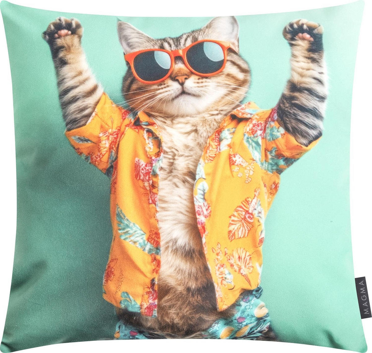 DEKOKISSEN CRAZY Katze - Mintgrün, Textil (45/45/8cm) - Magma Heimtexx