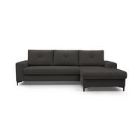 ECKSOFA AVRA L-förmig, mit Stauraumbehälter-in RINO-Stoff, Komfort & Eleganz, lose Rückenkissen, freistehend, RECHTS 251x165x85 cm Graphite - Graphitfarben, Holz/Textil (251/165cm) - DomoHome