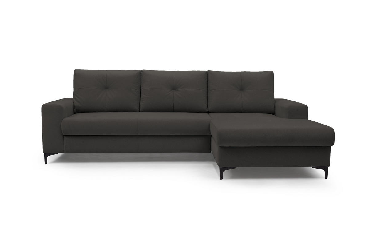ECKSOFA AVRA L-förmig, mit Stauraumbehälter-in RINO-Stoff, Komfort & Eleganz, lose Rückenkissen, freistehend, RECHTS 251x165x85 cm Graphite - Graphitfarben, Holz/Textil (251/165cm) - DomoHome