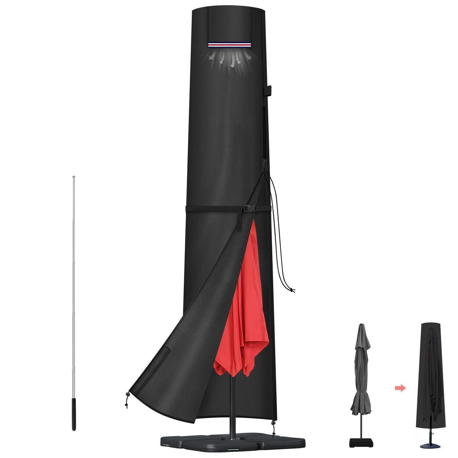 SONNENSCHIRMHÜLLE mit Stab 250 cm Höhe für Ø400cm Schirme - Schwarz, Kunststoff (1/1/1cm)