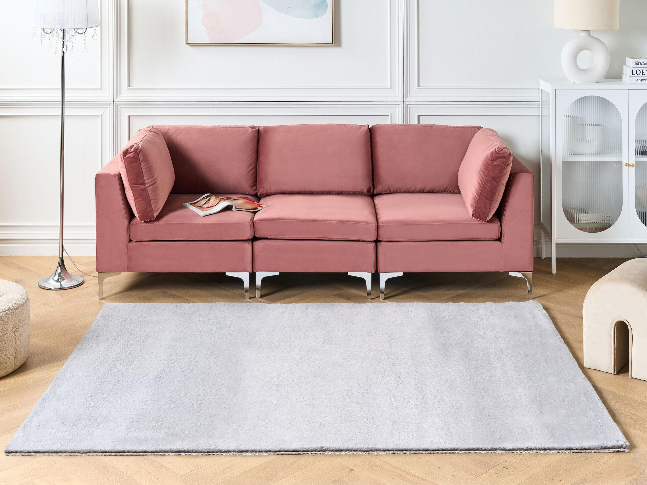 SHAGGY-KUNSTFELLTEPPICH Mirpur 230/160 cm - Grau, Kunststoff (160/230cm) - Beliani