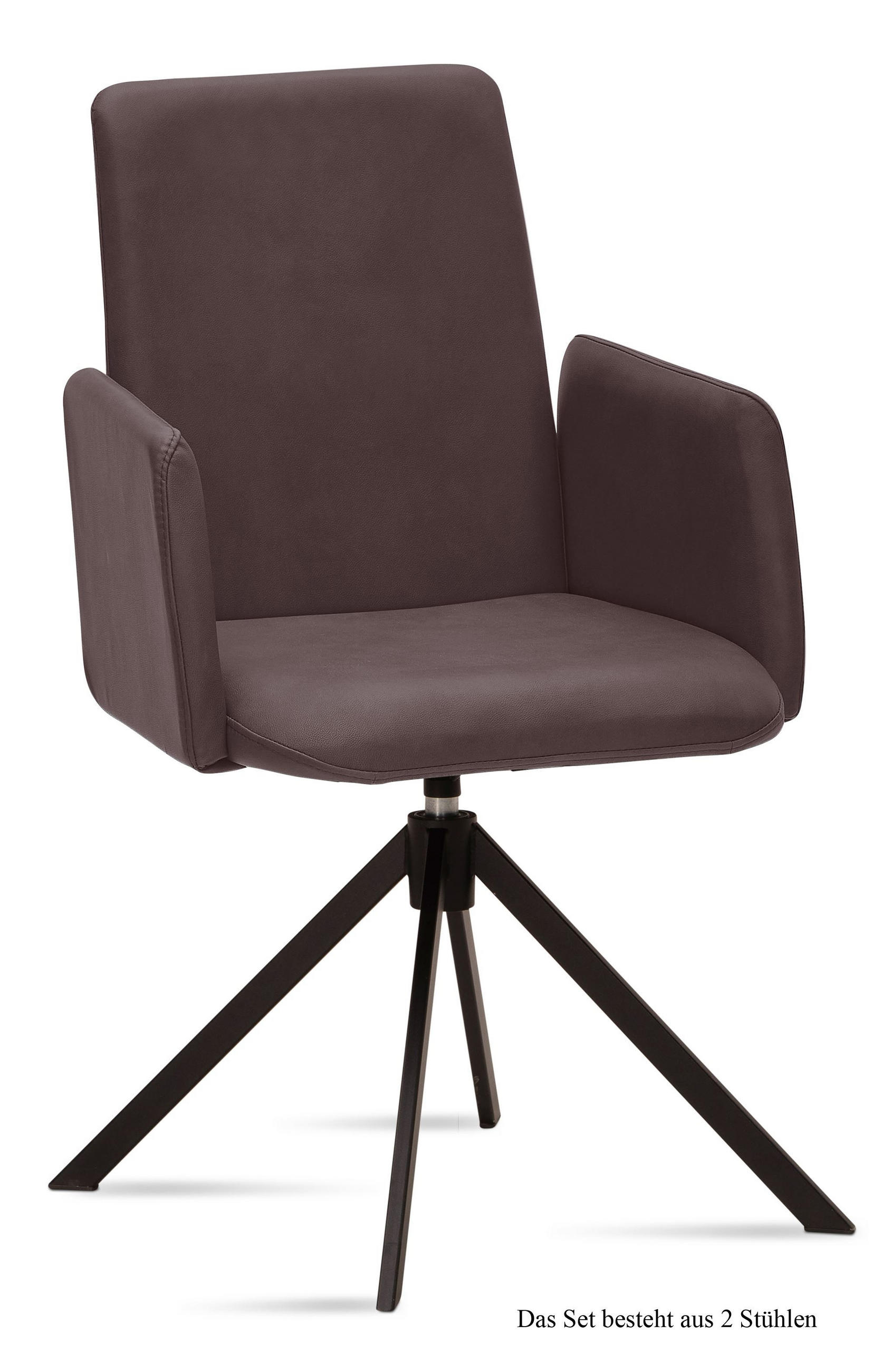 ARMLEHNSTUHL drehbar (2er-Set) Deasia 52x92x60 Schwarz/Braun - Schwarz/Braun, Kunststoff (60/92/52cm) - 58aufmkessel