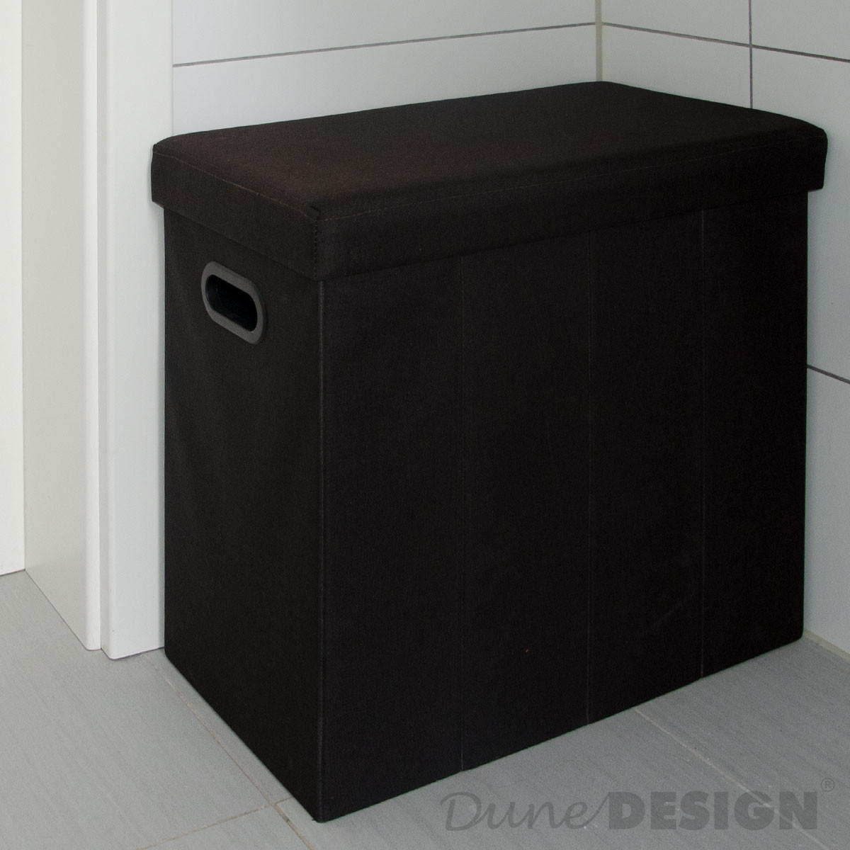 WÄSCHEKORB mit Deckel, 50/25/49 cm Braun - Braun, Textil (28/50/50cm) - Dunedesign