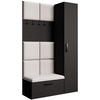 GARDEROBE Margaret I+IV 121/203/43 mit gepolsterten Paneelen - Beige/Schwarz, Holzwerkstoff/Kunststoff (121/203/43cm) - Beautysofa
