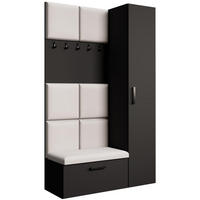 GARDEROBE Margaret I+IV 121/203/43 mit gepolsterten Paneelen - Beige/Schwarz, Holzwerkstoff/Kunststoff (121/203/43cm) - Beautysofa