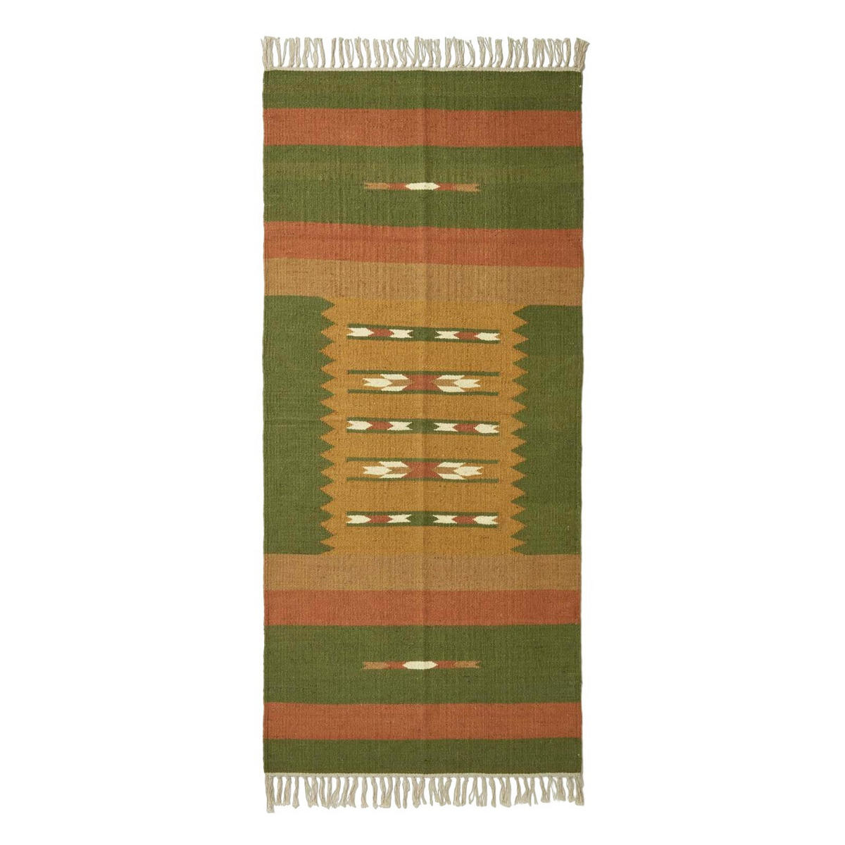 KELIM-TEPPICHLÄUFER Lundi Green 80/180 cm - Multicolor/Grün, Textil (80/180cm) - Homescapes