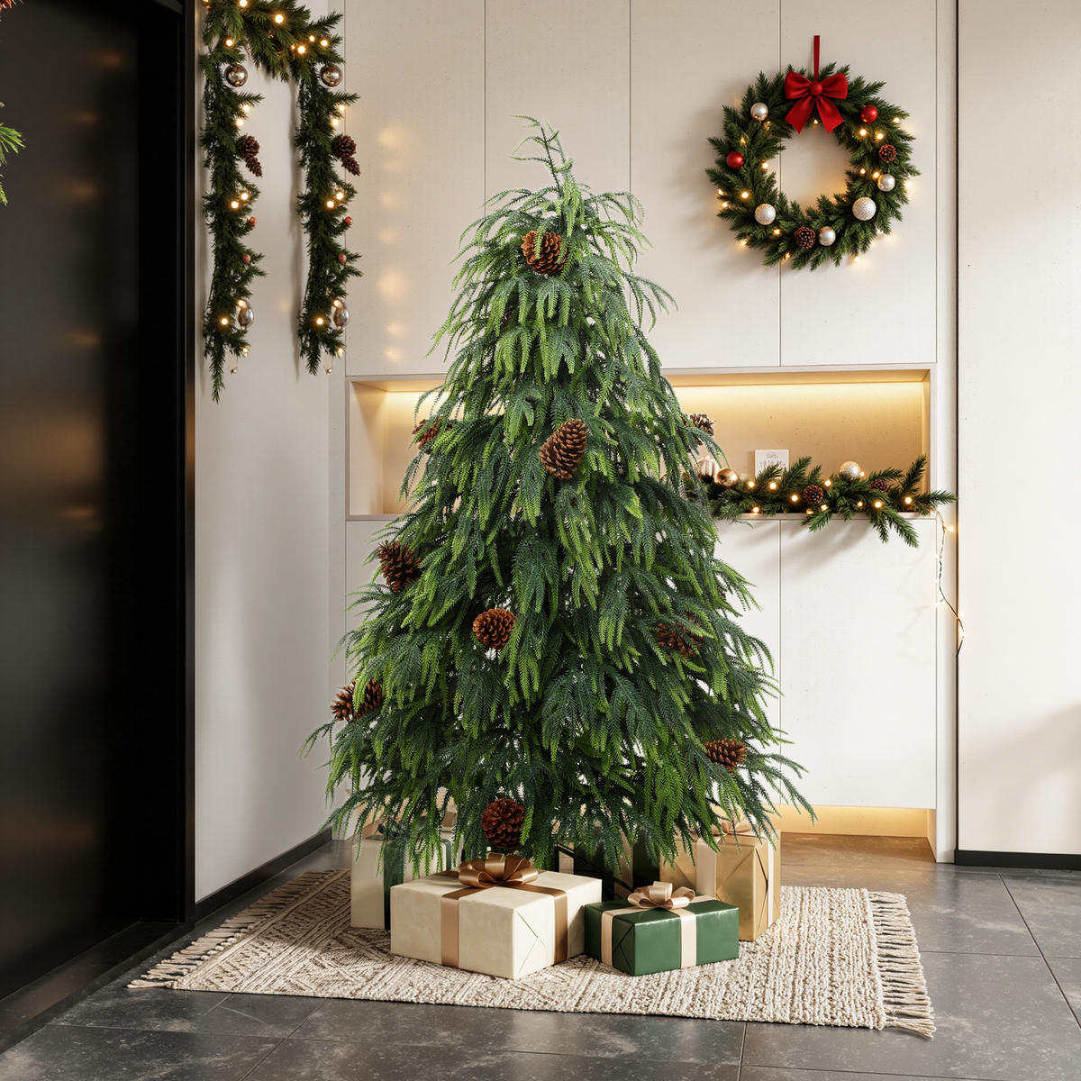 WEIHNACHTSBAUM 150 cm Norfolk-Optik, 3070 PE-Zweigspitzen - Grün, Kunststoff (150cm) - Hometopia