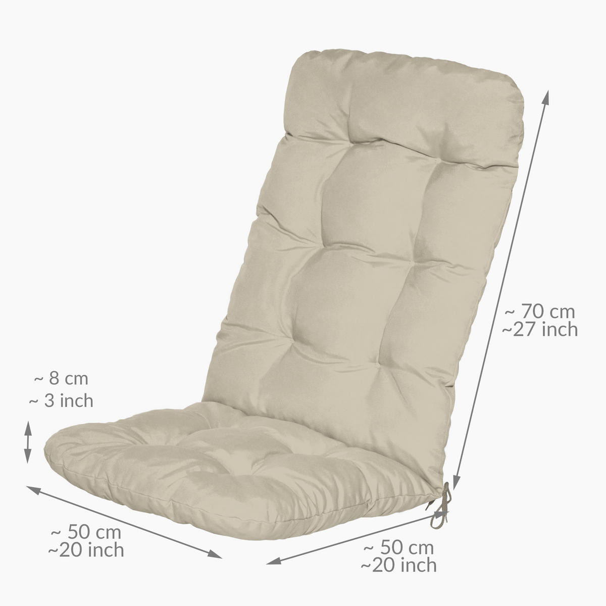 HOCHLEHNERAUFLAGE Flair HL 120/50/8cm Natur - Naturfarben, Textil (50/8/120cm) - Beautissu 