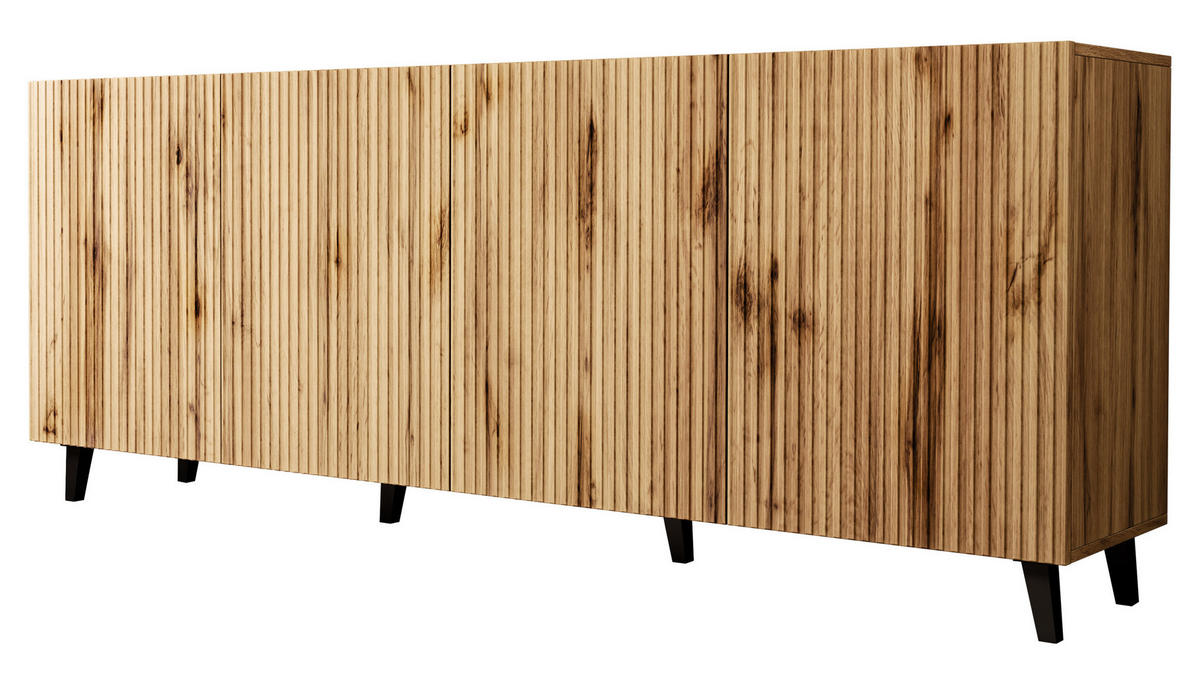 KOMMODE Vamos 200 - Schwarz/Braun, Holzwerkstoff/Kunststoff (201/83/42cm) - MIRJAN24