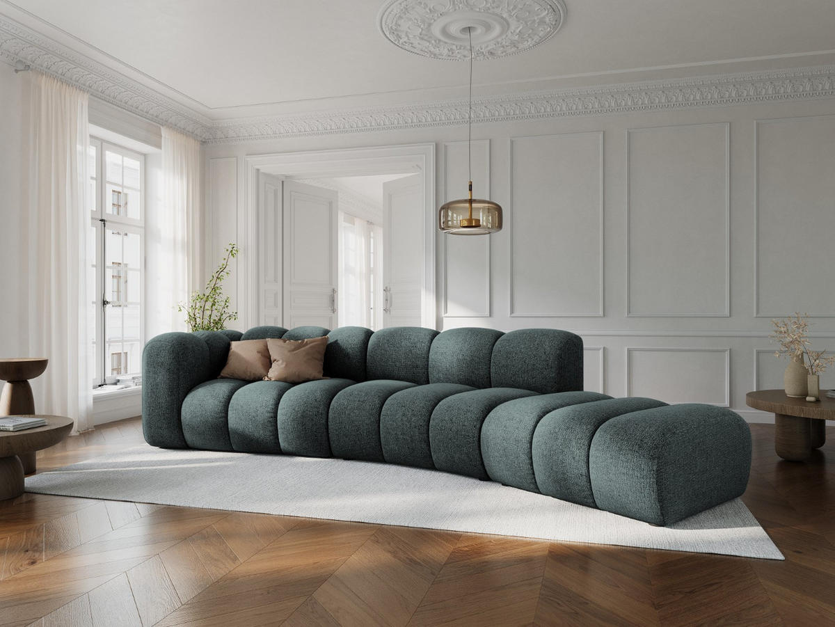 SOFA modular rechts Lupine aus Chenille-Stoff petrol 5 Sitzplätze - Petrol, Textil (335/70/166cm) - Micadoni