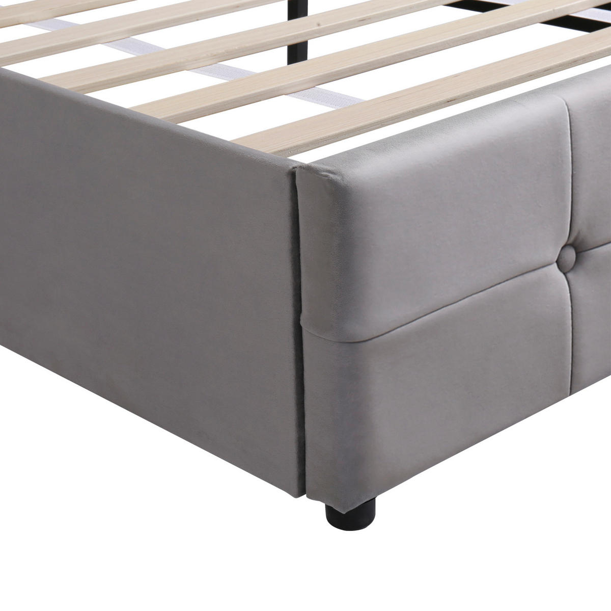 POLSTERBETT mit Stauraum 203 x 140 cm Samt Grau - Grau, Metall (140/200cm) - Meubliv