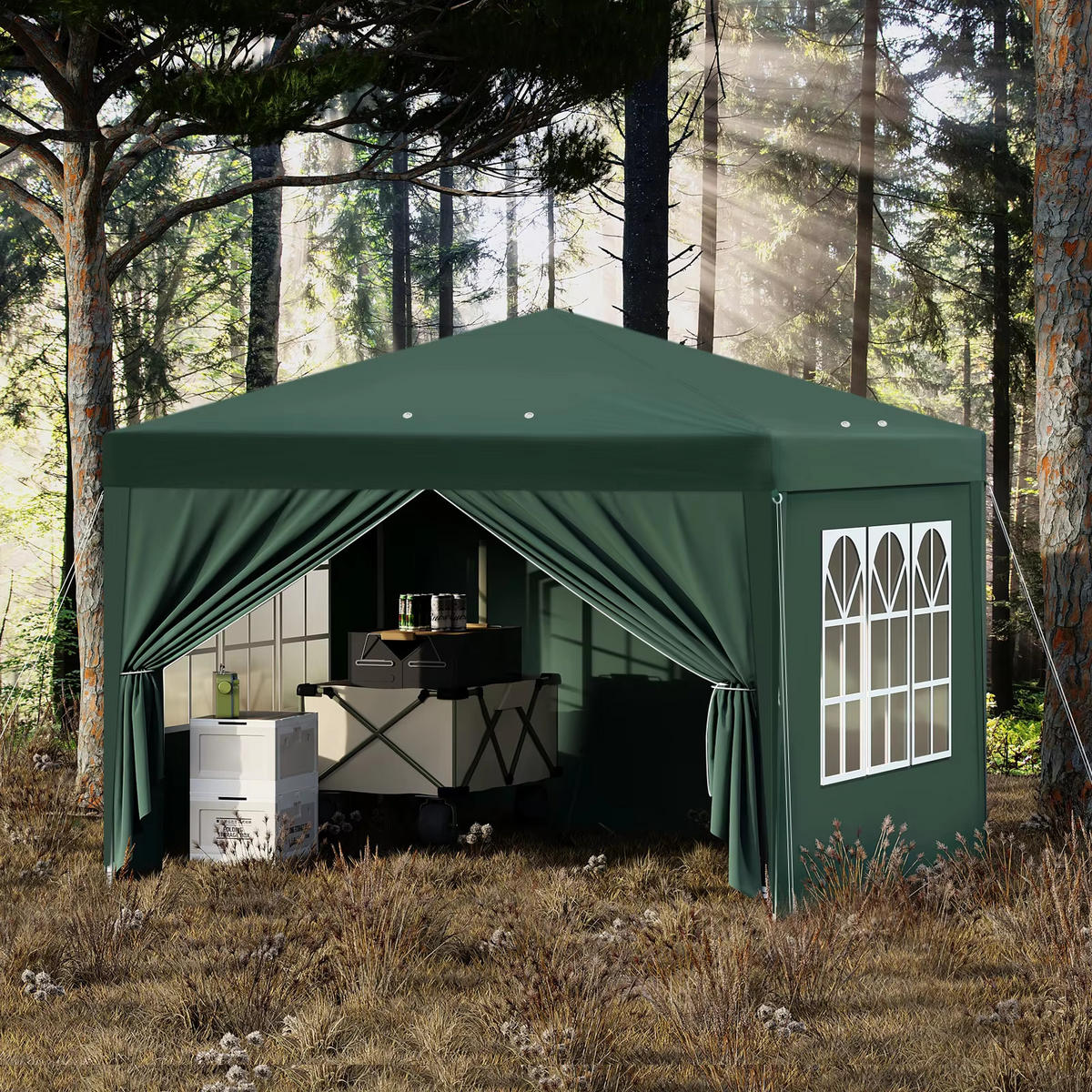 FALTPAVILLON 3x3 m Metall Oxford, Grün - Grün, Metall (300/270/300cm) - Kaket