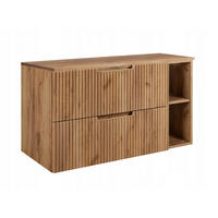 WASCHBECKUNTERSCHRANK VENA 80 cm mit Arbeitsplatte Farbe: Eichen Craft mit einem Regal Gerillte Vorderseite Eichen Craft - Eichefarben, Holzwerkstoff (80/58/46cm) - Rodan