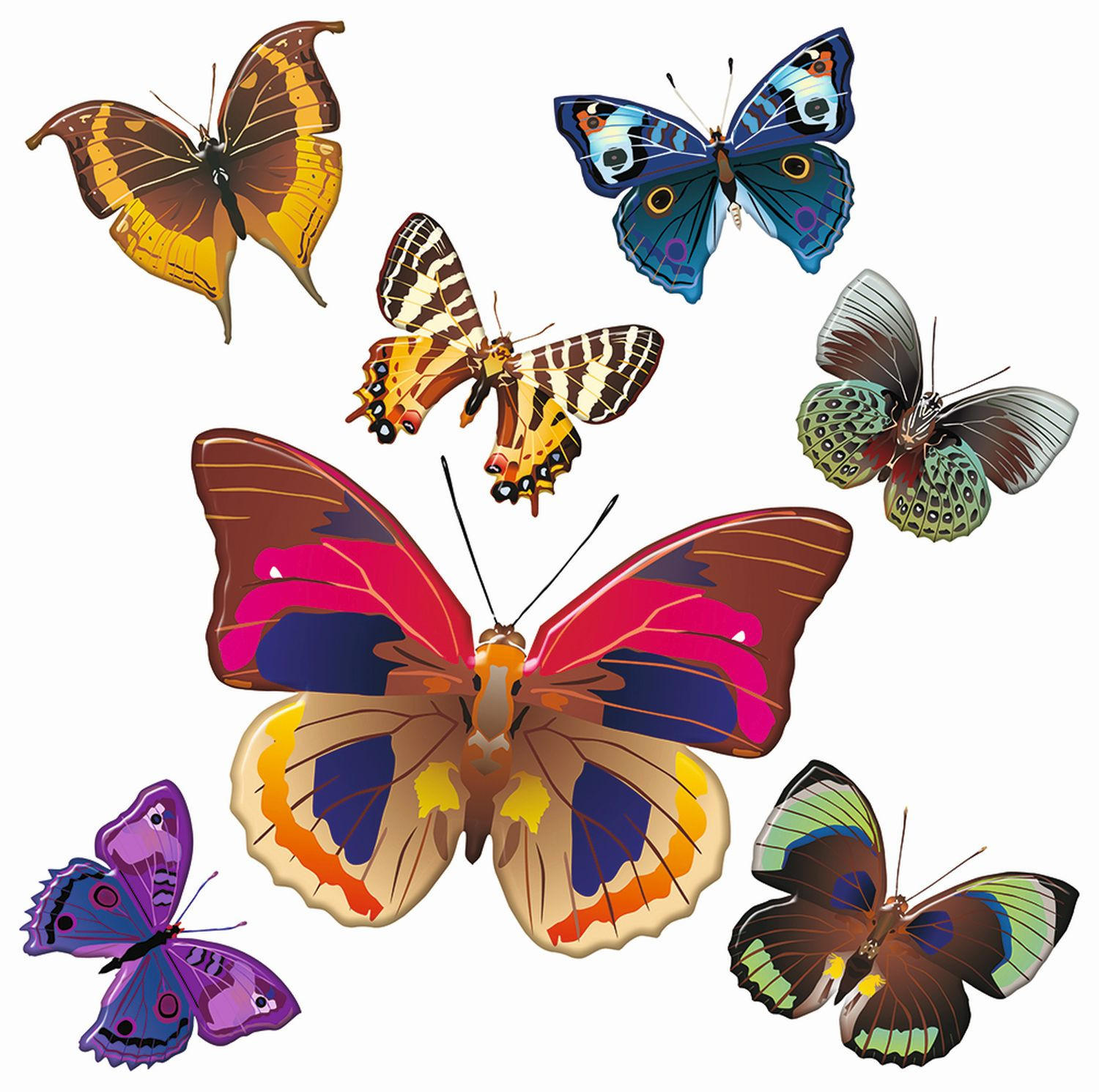 WANDTATTOO Schmetterlinge 30 x 30 cm - Multicolor, Papier (30/30/30cm) - Sanders & Sanders