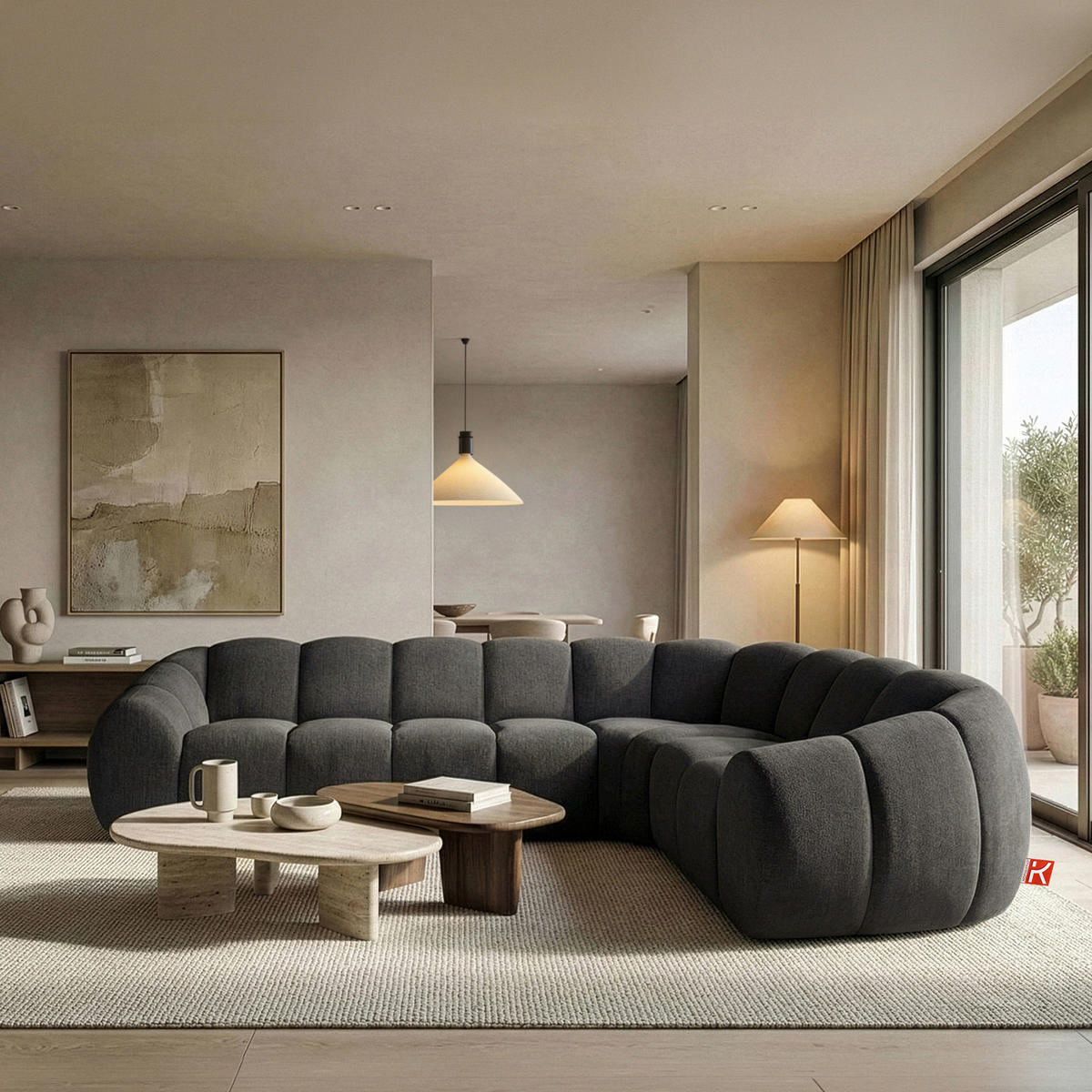 ECKSOFA RECHTS FLAVA, Graphitfarben - Graphitfarben, Holz/Holzwerkstoff (310/230cm) - KONSIMO®