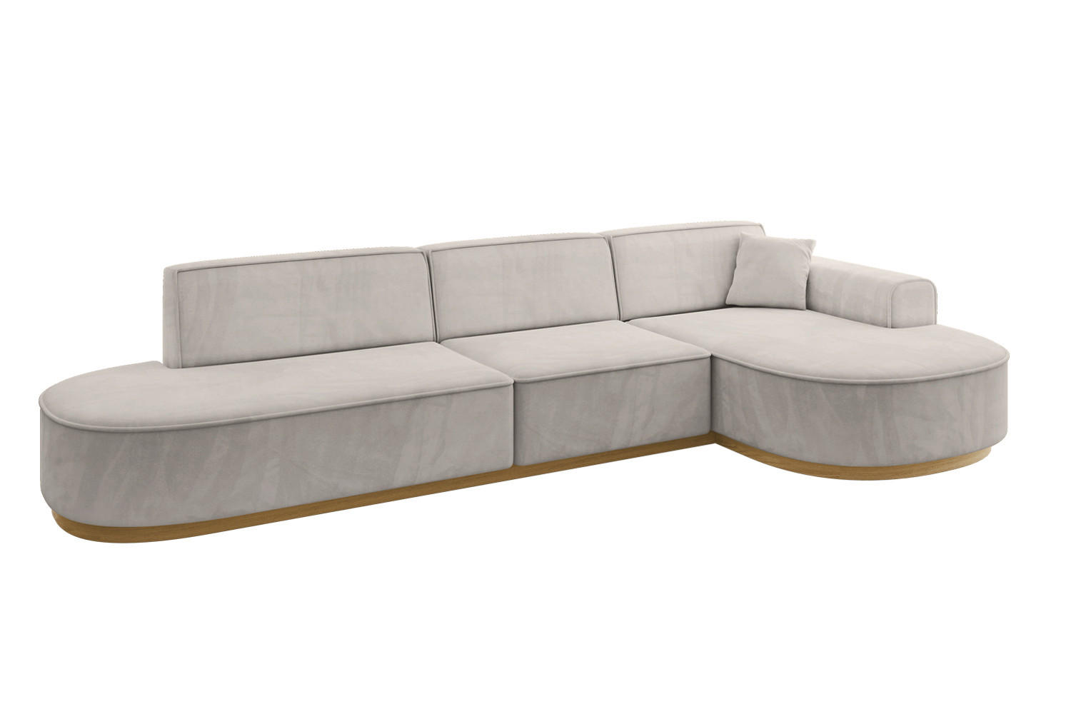 ECKSOFA Ottomane Rechts MARI-L2-v2 - 328x171x83 cm Hellbraun Velours - Hellbraun, Holzwerkstoff/Textil (171/328cm) - ALTDECOR