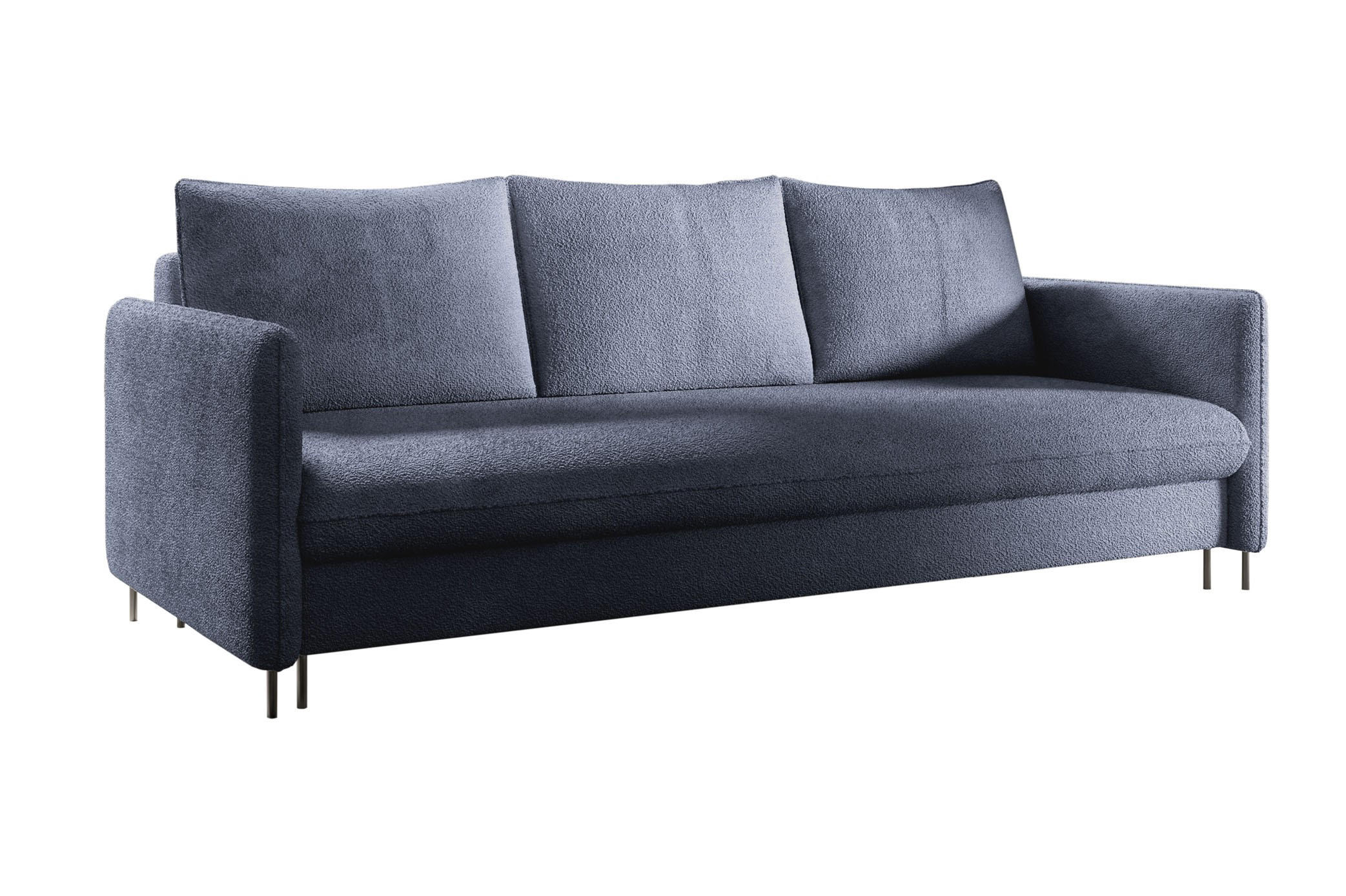 SCHLAFSOFA Belis Boucle in Dunkelblau - Dunkelblau, Holzwerkstoff/Textil (216/95/91cm) - Bettso